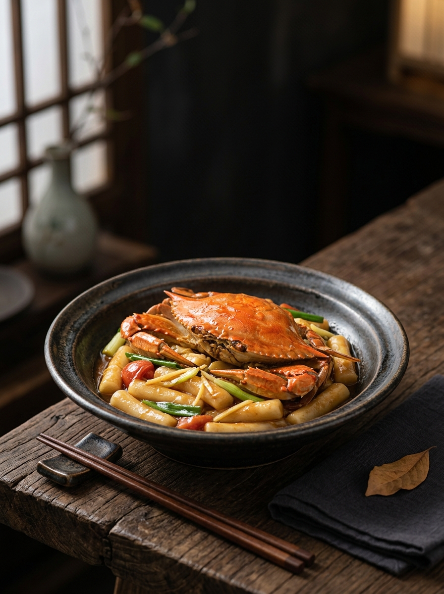 Original ClouChef poster: Shanghai Drunken Crab with Rice Cakes