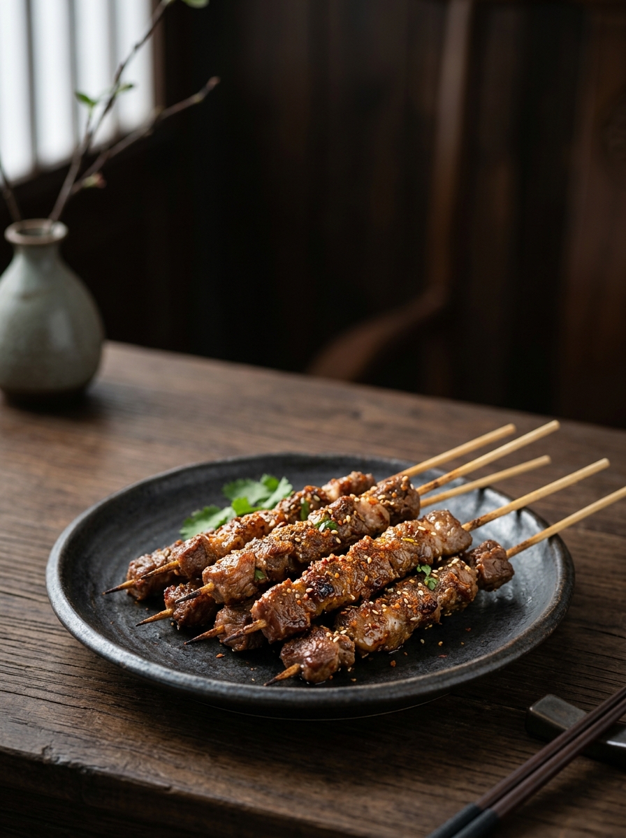 Original ClouChef poster: Crispy Lamb Skewers
