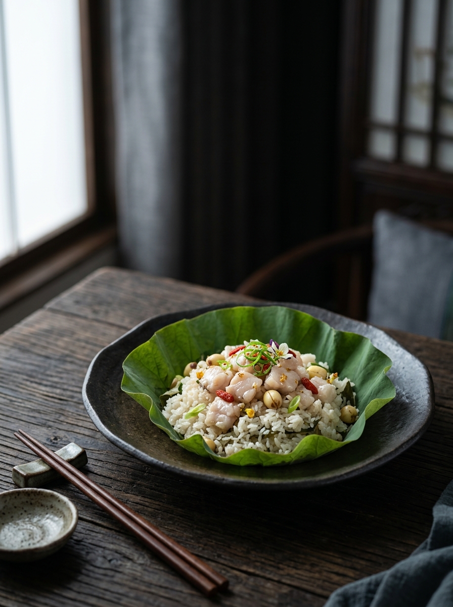 Original ClouChef poster: Lotus-Leaf Fish and Rice